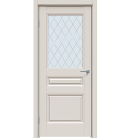 Дверь межкомнатная Concept-663 ПВХ, Лайт грей, остекленная, ромб, царговая