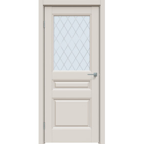 Дверь межкомнатная Concept-663 ПВХ Лайт грей, остекленная, ромб, царговая