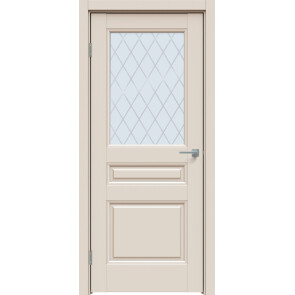 Дверь межкомнатная Concept-663 ПВХ Магнолия, остекленная, ромб, царговая
