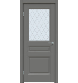 Дверь межкомнатная Concept-663 ПВХ, Медиум грей, остекленная, ромб, царговая