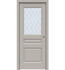 Дверь межкомнатная Concept-663 ПВХ, Шелл грей, остекленная, ромб, царговая