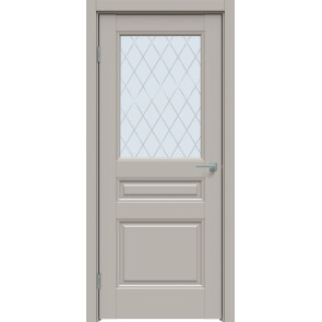 Дверь межкомнатная Concept-663 ПВХ Шелл грей, остекленная, ромб, царговая