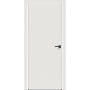 Дверь межкомнатная Concept-701 ПВХ Белоснежно матовый, без вставки, глухая, кромка алюминиевая черная матовая, каркасно-щитовая