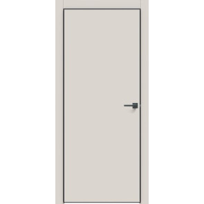 Дверь межкомнатная Concept-701 ПВХ Лайт грей, глухая, кромка алюминиевая черная матовая, каркасно-щитовая