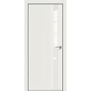 Дверь межкомнатная "Concept-702" Белоснежно матовый стекло Лакобель белый, кромка-чёрная матовая