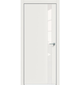 Дверь межкомнатная Concept-702 ПВХ, Белоснежно матовый, остекленная, лакобель белый, кромка алюминиевая матовый хром, каркасно-щитовая