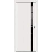 Дверь межкомнатная Concept-702 ПВХ, Белоснежно матовый, остекленная, лакобель чёрный, каркасно-щитовая