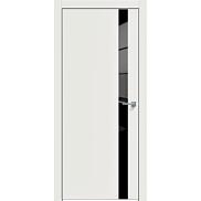 Дверь межкомнатная "Concept-702" Белоснежно матовый стекло Лакобель черный, кромка-матовый хром