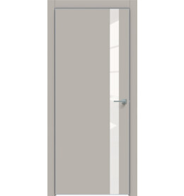 Дверь межкомнатная Concept-702 ПВХ, Шелл грей, остекленная, лакобель белый, каркасно-щитовая