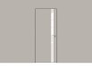 Дверь межкомнатная Concept-702 ПВХ, Шелл грей, остекленная, лакобель белый, кромка алюминиевая черная матовая, каркасно-щитовая