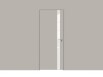 Дверь межкомнатная Concept-702 ПВХ, Шелл грей, остекленная, лакобель белый, кромка алюминиевая матовый хром, каркасно-щитовая