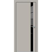 Дверь межкомнатная Concept-702 ПВХ Шелл грей, остекленная, лакобель чёрный, кромка матовая черная, каркасно-щитовая
