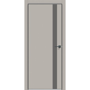 Дверь межкомнатная Concept-702 ПВХ Шелл грей, медиум грей, глухая, вставка медиум грей, кромка алюминиевая черная матовая, каркасно-щитовая