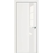 Дверь межкомнатная "Concept-703" Белоснежно матовый, вставка Лакобель белый, кромка-матовый хром