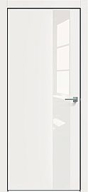 Дверь межкомнатная  "Concept-703" Белоснежно матовый стекло Лакобель белый, кромка-чёрная матовая