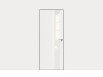Дверь межкомнатная Concept-703 ПВХ, Белоснежно матовый, остекленная, лакобель белый, кромка алюминиевая черная матовая, каркасно-щитовая
