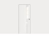 Дверь межкомнатная Concept-703 ПВХ, Белоснежно матовый, остекленная, лакобель белый, кромка алюминиевая матовый хром, каркасно-щитовая