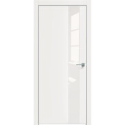 Дверь межкомнатная Concept-703 ПВХ, Белоснежно матовый, остекленная, лакобель белый, каркасно-щитовая