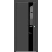 Дверь межкомнатная "Concept-703" Дарк грей, вставка Лакобель чёрный, кромка-матовый хром