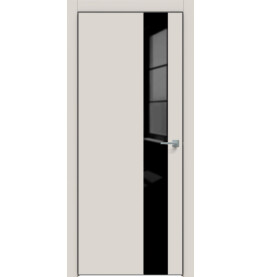 Дверь межкомнатная Concept-703 ПВХ, Лайт грей, глухая, кромка алюминиевая черная матовая, каркасно-щитовая