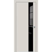 Дверь межкомнатная "Concept-703" Лайт грей, вставка Лакобель чёрный, кромка-матовый хром