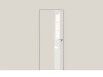 Дверь межкомнатная Concept-703 ПВХ, Лайт грей, остекленная, лакобель белый, кромка алюминиевая матовый хром, каркасно-щитовая