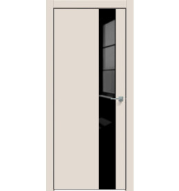 Дверь межкомнатная Concept-703 ПВХ, Магнолия, глухая, кромка алюминиевая черная матовая, каркасно-щитовая