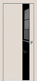 Дверь межкомнатная "Concept-703" Магнолия, вставка Лакобель чёрный, кромка-матовый хром