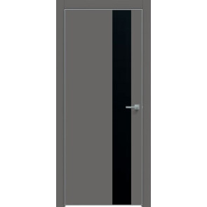 Дверь межкомнатная Concept-703 ПВХ Медиум грей, лакобель чёрный, глухая, каркасно-щитовая