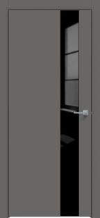 Дверь межкомнатная Concept-703 ПВХ Медиум грей, глухая, кромка алюминиевая черная матовая, каркасно-щитовая