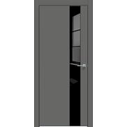Дверь межкомнатная "Concept-703" Медиум грей, вставка Лакобель чёрный, кромка-чёрная матовая