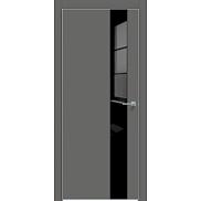 Дверь межкомнатная "Concept-703" Медиум грей, вставка Лакобель чёрный, кромка-матовый хром