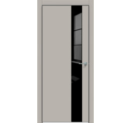 Дверь межкомнатная Concept-703 ПВХ Шелл грей, глухая, декор лакобель чёрный, кромка матовая черная, каркасно-щитовая