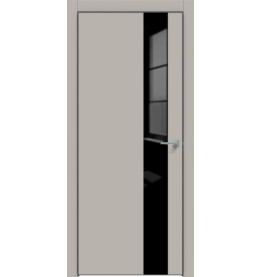 Дверь межкомнатная Concept-703 ПВХ, Шелл грей, глухая, кромка алюминиевая черная матовая, каркасно-щитовая
