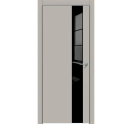 Дверь межкомнатная Concept-703 ПВХ Шелл грей, глухая, декор лакобель чёрный, кромка матовый хром, каркасно-щитовая