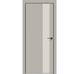 Дверь межкомнатная Concept-703 ПВХ Шелл грей, глухая, декор медиум грей, кромка матовая черная, каркасно-щитовая
