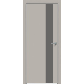 Дверь межкомнатная Concept-703 ПВХ Шелл грей, медиум грей, глухая, кромка алюминиевая матовый хром, каркасно-щитовая