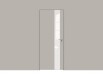 Дверь межкомнатная Concept-703 ПВХ, Шелл грей, остекленная, лакобель белый, кромка алюминиевая матовый хром, каркасно-щитовая