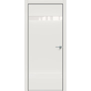Дверь межкомнатная Concept-704 ПВХ, Белоснежно матовый, глухая, кромка алюминиевая черная матовая, каркасно-щитовая