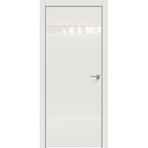 Дверь межкомнатная Concept-704 ПВХ Белоснежно матовый, лакобель белый, глухая, лакобель белый, кромка алюминиевая матовый хром, каркасно-щитовая