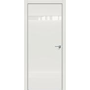 Дверь межкомнатная "Concept-704" Белоснежно матовый, вставка Лакобель белый, кромка-матовый хром