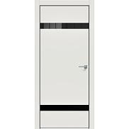 Дверь межкомнатная "Concept-704" Белоснежно матовый, вставка Лакобель черный, кромка-чёрная матовая