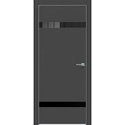Дверь межкомнатная "Concept-704" Дарк грей, вставка Лакобель черный, кромка-матовый хром