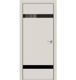 Дверь межкомнатная Concept-704 ПВХ, Лайт грей, глухая, кромка алюминиевая черная матовая, каркасно-щитовая