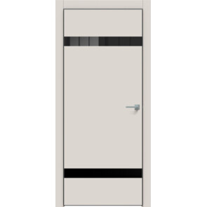 Дверь межкомнатная Concept-704 ПВХ Лайт грей, лакобель чёрный, глухая, кромка алюминиевая черная матовая, каркасно-щитовая