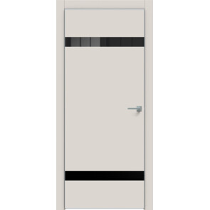 Дверь межкомнатная Concept-704 ПВХ Лайт грей, лакобель чёрный, глухая, кромка алюминиевая матовый хром, каркасно-щитовая