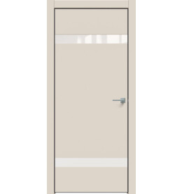 Дверь межкомнатная Concept-704 ПВХ, Магнолия, глухая, кромка алюминиевая черная матовая, каркасно-щитовая