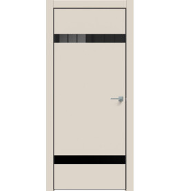 Дверь межкомнатная Concept-704 ПВХ, Магнолия, глухая, кромка алюминиевая черная матовая, каркасно-щитовая