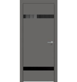 Дверь межкомнатная Concept-704 ПВХ, Медиум грей, глухая, кромка алюминиевая черная матовая, каркасно-щитовая