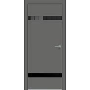 Дверь межкомнатная Concept-704 ПВХ Медиум грей, глухая, декор лакобель чёрный, кромка матовая черная, каркасно-щитовая